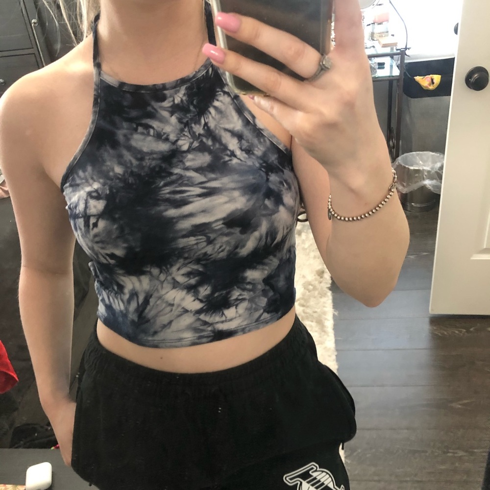 Tie dye blue halter crop top